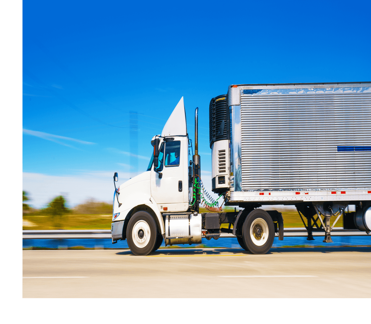 Semi-truck moving fast