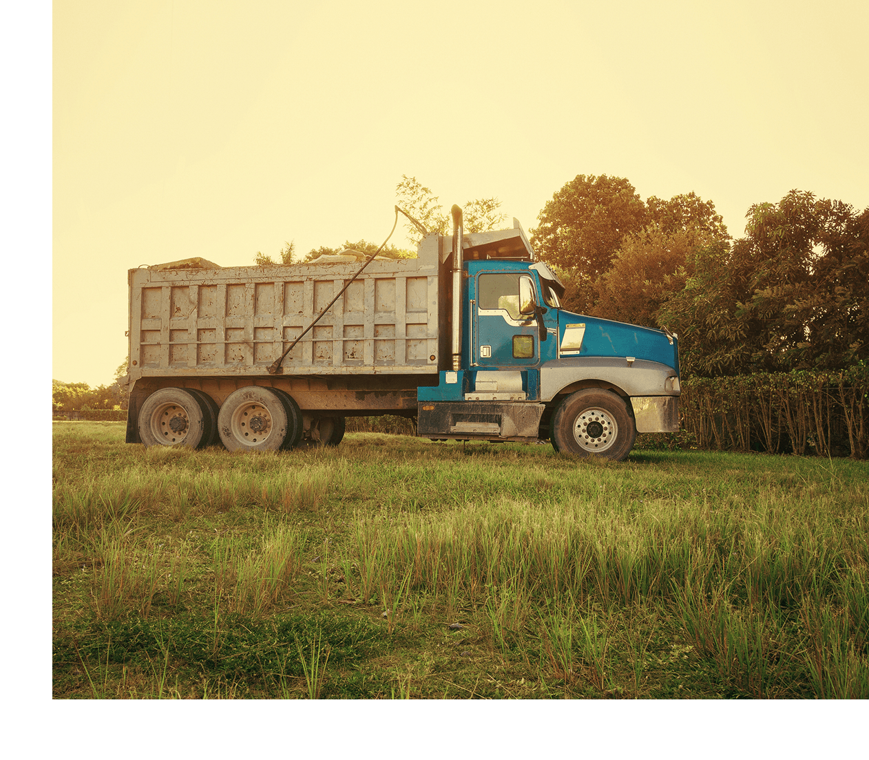 Truck in nature at sunset