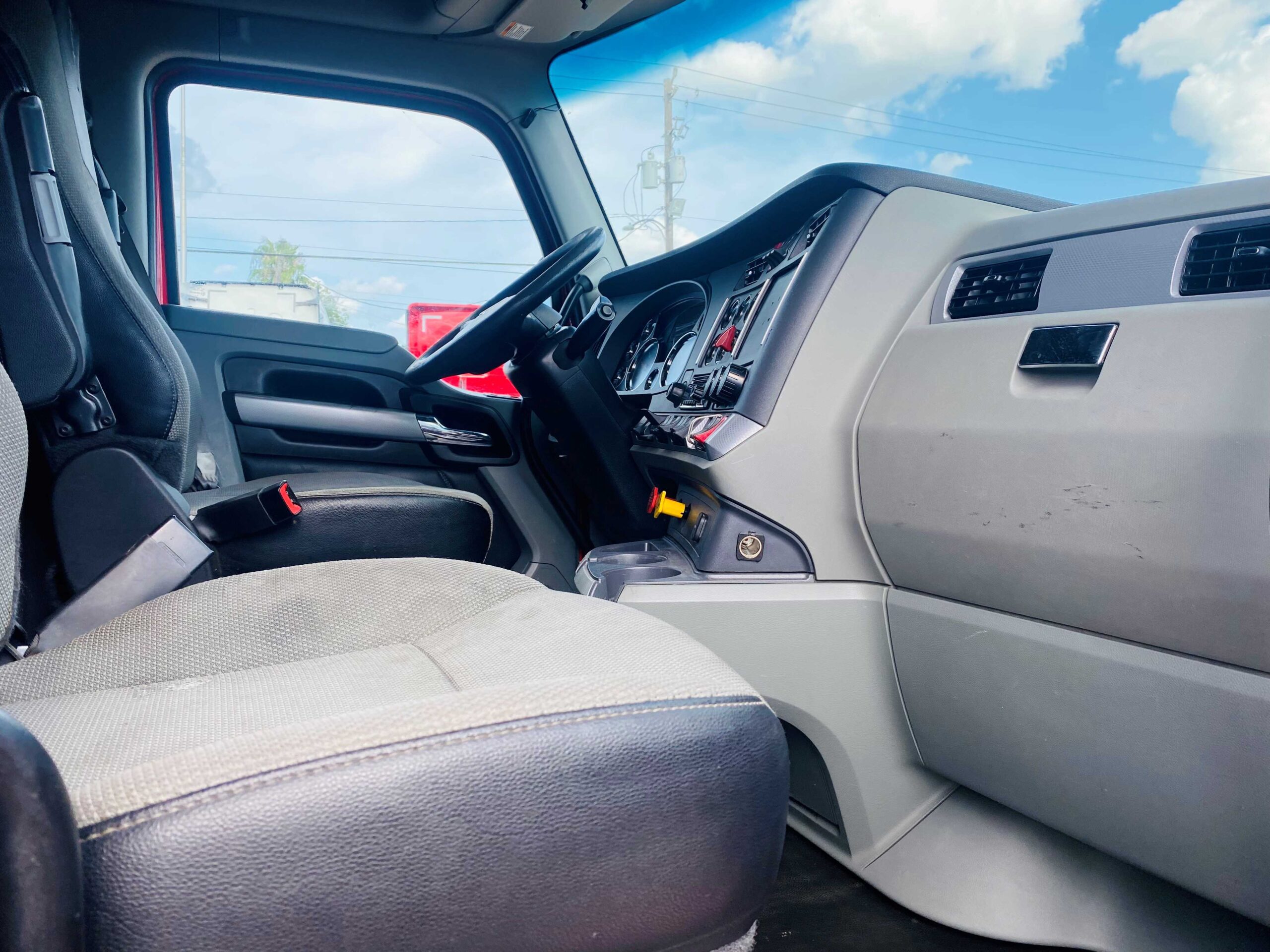 Inside view of a truck cabin