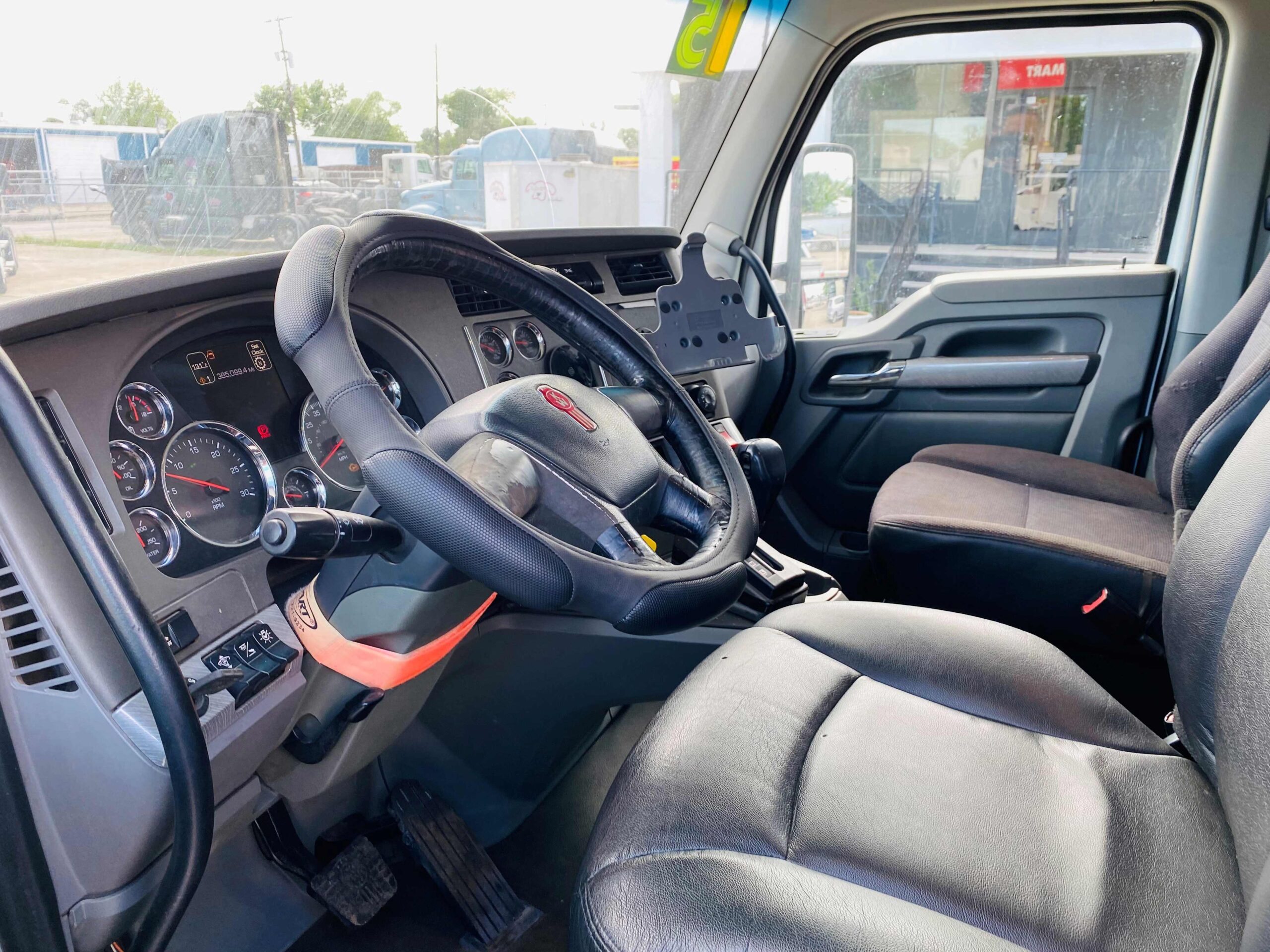 Dashboard and seats inside a truck