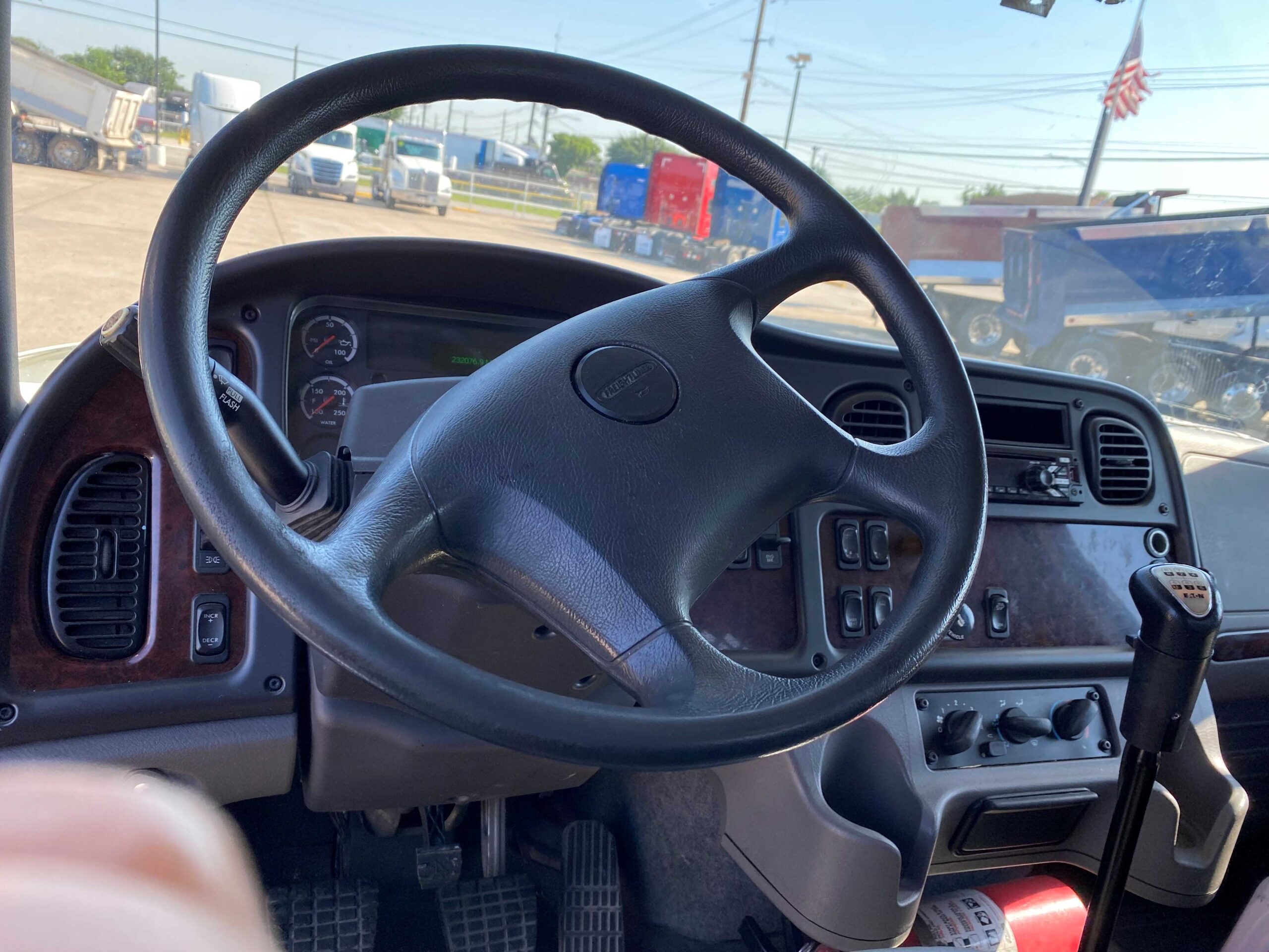 Interior view of truck cabin