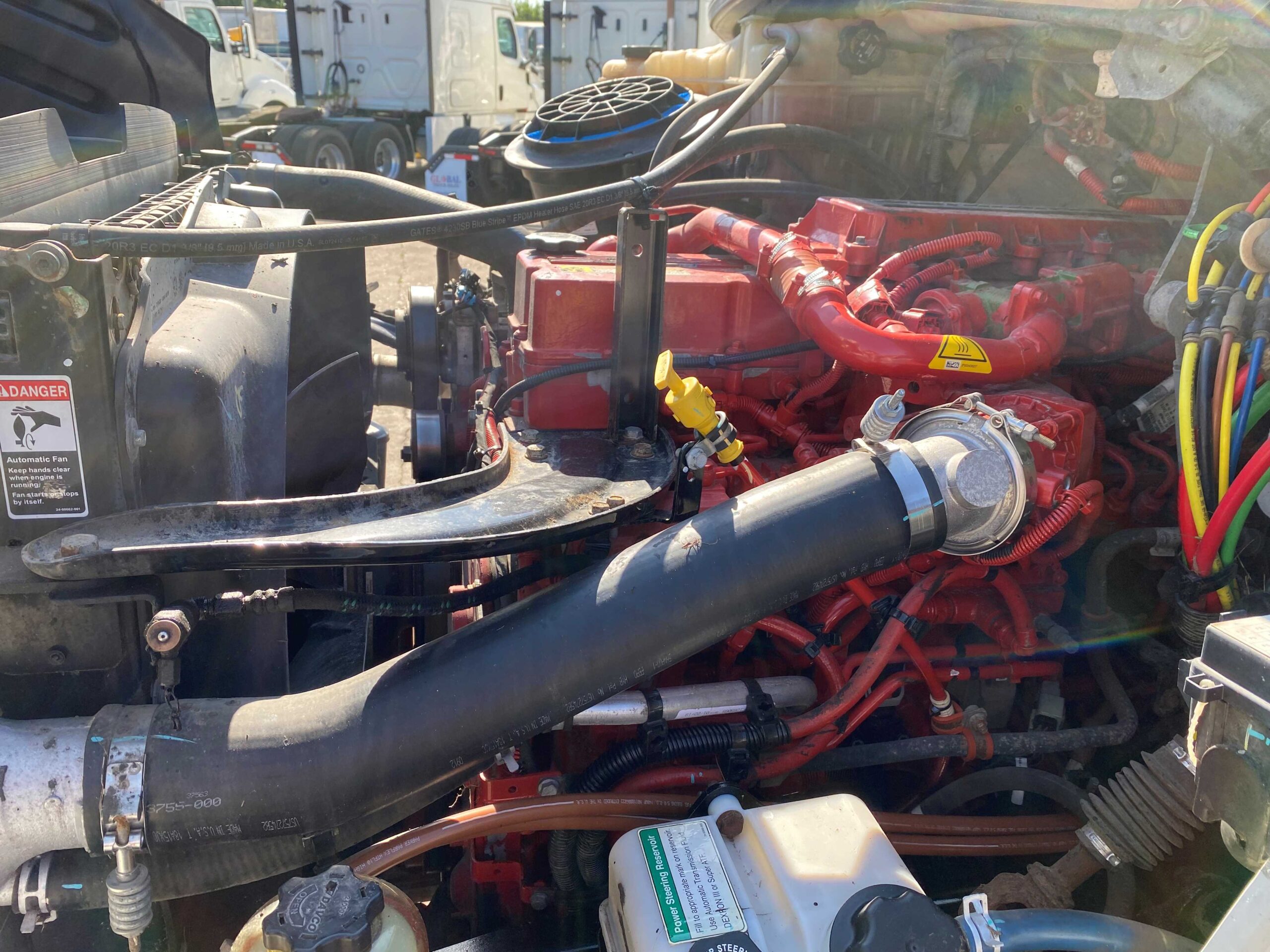 Close-up of truck engine parts