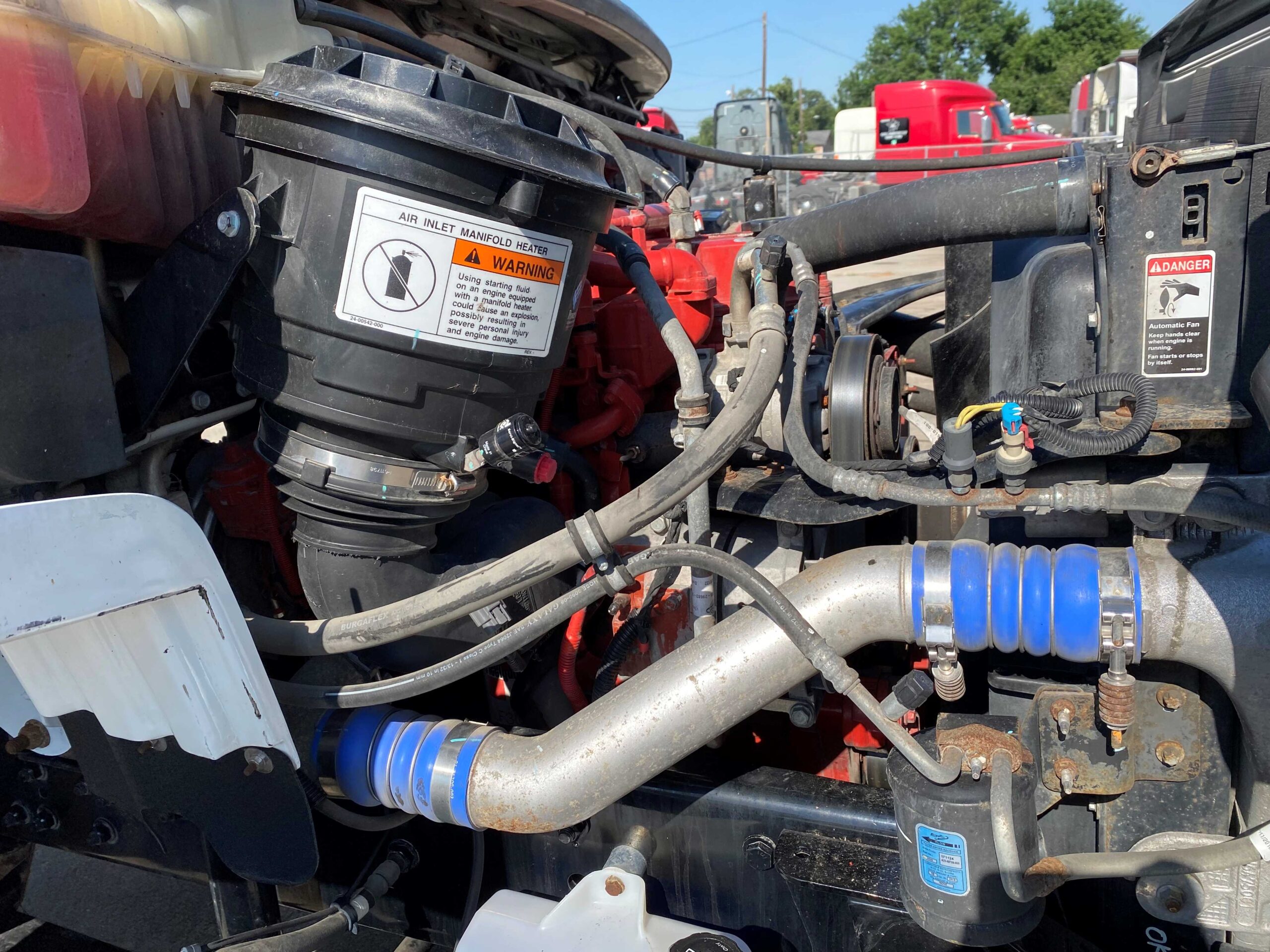 Close-up of truck engine details